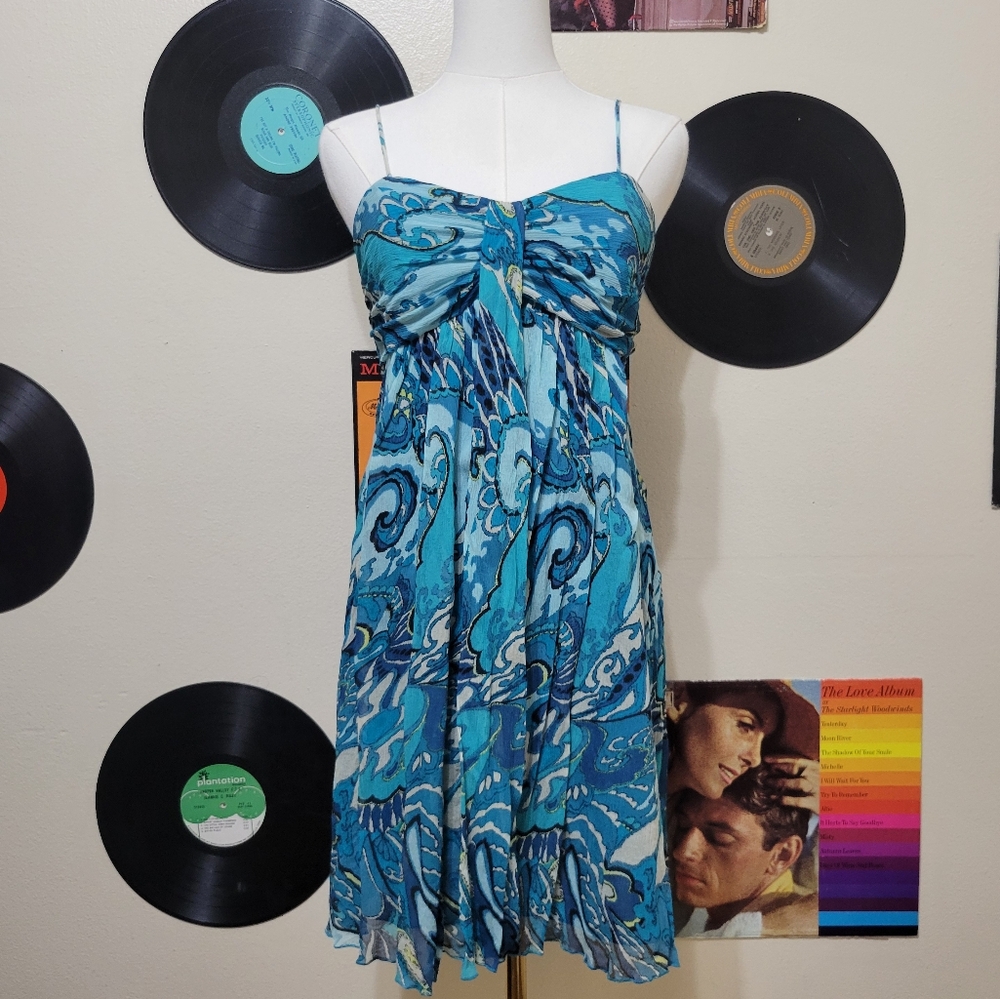 Express | 2008 Blue Silk Swirl Mini Dress